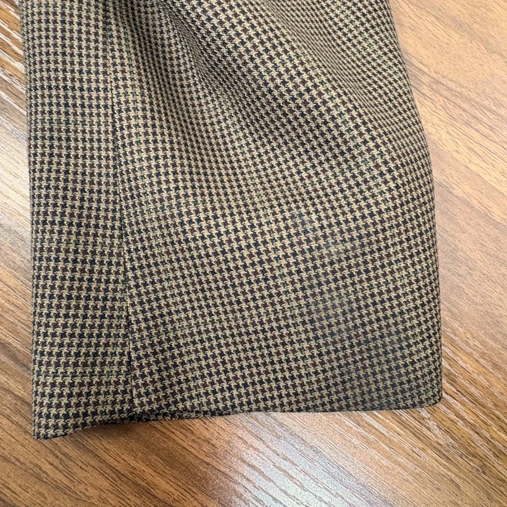 Austin Reed Blazer 40L Brown Pure Wool Houndstooth 3-Button Old Money Sport Coat
